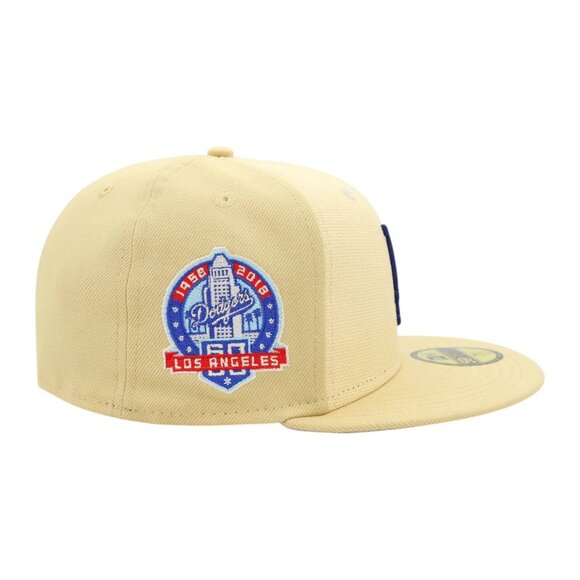 New Era Los Angeles Dodgers Two Tone Canvas 59FIFTY Hat Cap 60 Year Patch - Picture 4 of 6
